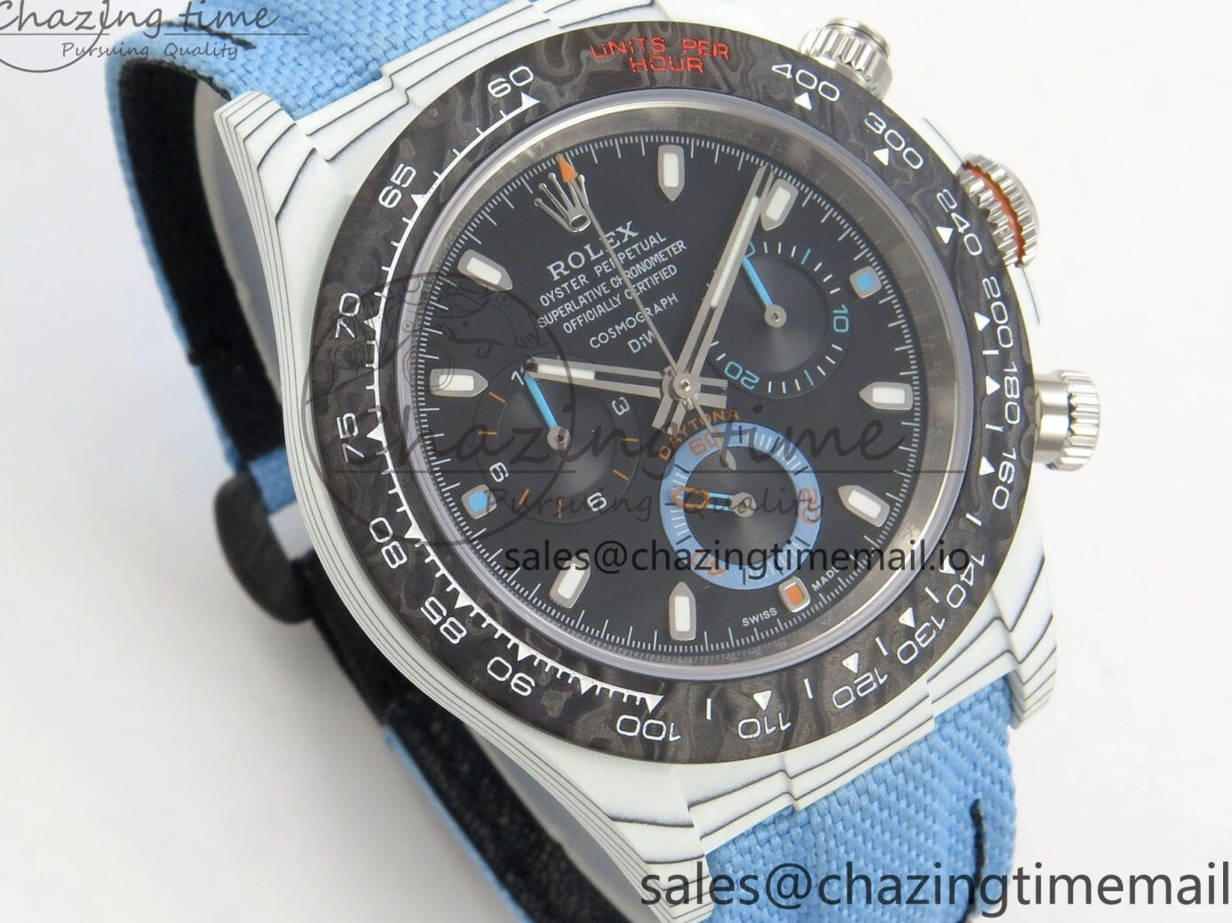 MiroTime 0403 Attractive Daytona DIW Carbon Case and Bezel DIWF Edition Black Dial on Blue Nylon Strap A 71
